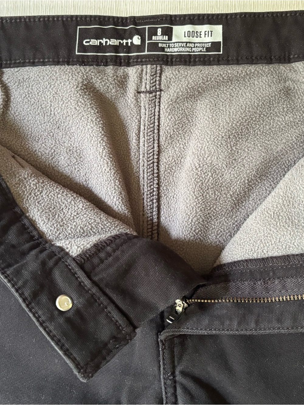 Carhartt Women’s Fleece Lined Black, size 8, Cargo Work Pants with Logo Patch - Picture 5 of 5